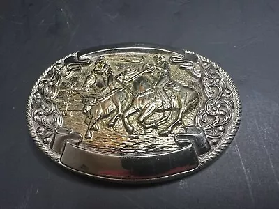 Vintage Chambers RARE! Cowboy Saddle Bronco Roping Scene Western Belt Buckle • $7.90