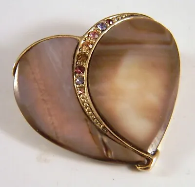 Monet Abalone Heart Pin With Colored Crystals • $7.50