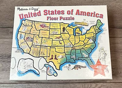 Melissa & Doug Puzzle United States Of America 48 Jumbo Pieces Floor Complete • $8.92