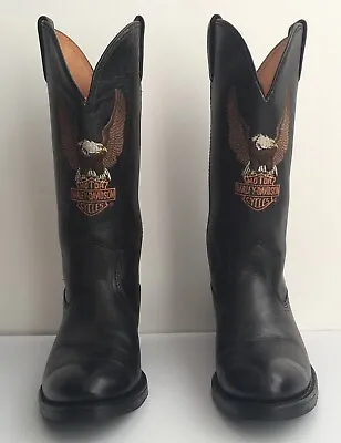 Harley-davidson Size 8d Black Leather Boots As New Excellent Condition • $220