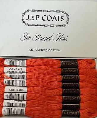 J&P Coats Embroidery Floss - #236 Orange Blaze - Box Of 24 New • $7.99