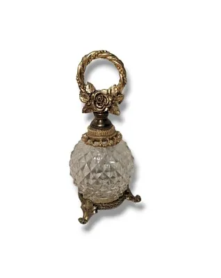 Vintage Matson Gold Flower Footed Perfume Decanter/Bottle With W/Dauber • $62