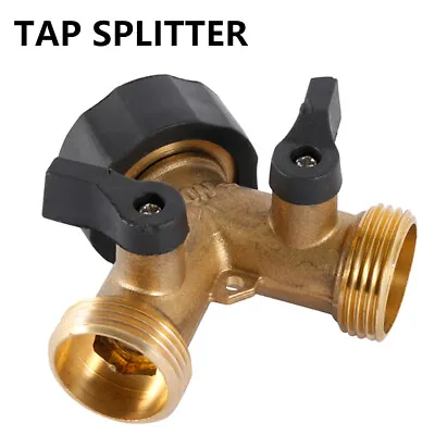 Hose Pipe Valve Splitter Quick Connector Adaptor Y-shaped Garden Tap 2 Way|Brass • £8.78