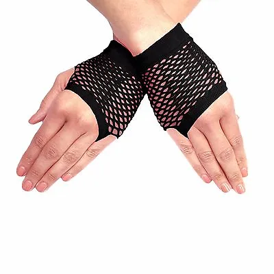 £2.99 • Buy Short Elbow Length Fingerless Fishnet Sexy Burlesque Steampunk Gloves - Black