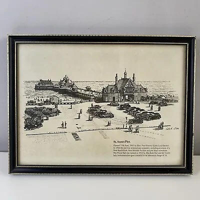 St Anne’s Pier Old Picture In Wooden Frame Seaside Lytham St Anne’s Beach Huts • £13.99