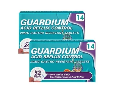 GUARDIUM Tablets Heartburn And Acid Reflux Control Pack Of 14 X2 PACKS • £15.99