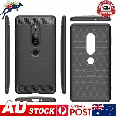 Soft TPU Carbon Fiber Phone Case Back Cover For XZ2 Premium (Black) • $8.09