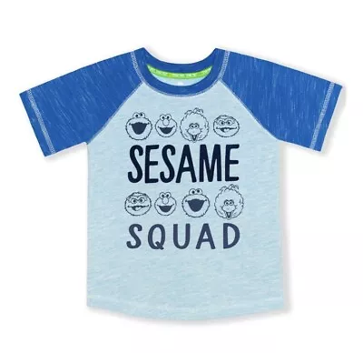 Sesame Street Squad Boys 3T Blue Elmo Oscar Big Bird Tee Shirt T-Shirt • $8.99