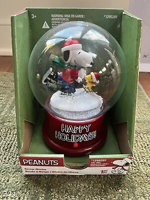 Musical Plastic Snow Globe Peanuts Ice Skating Snoopy & Woodstock Waterless • $20