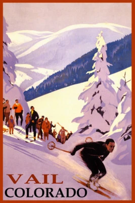 $21.06 • Buy Winter Sports Vail Colorado USA SKI Mountains Downhill Vintage Poster FREE S/H
