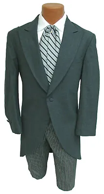 Men's Grey Chaps Morning Coat Cutaway Frock Long Tails Victorian Wedding 42S • $69.99