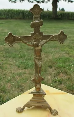 Beautiful Brass Table Crucifix Cross Memento Mori Decorative Jesus Christ 10.63& • $81.75