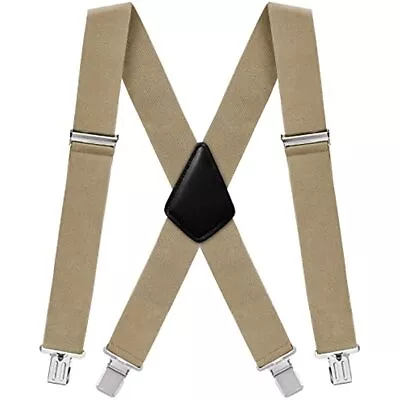 Fashion Mens Suspenders 48  Elastic Adjustable Heavy Duty 2  Wide X Back • $18.99