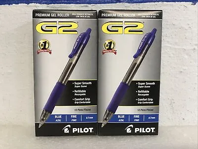 24 Pilot G2 Premium Gel Rollerball Pens Fine 0.7mm Blue Ink 31021 New In Boxes • $25.99