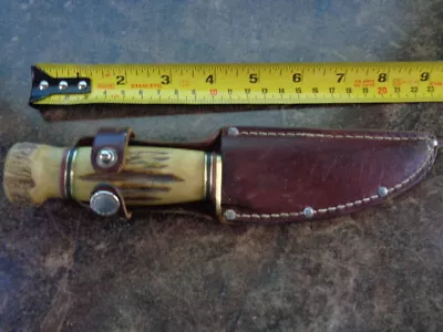 Marbles Fixed Blade Stag Handle & Stag Butt Knife Gladstone Michigan USA • $349