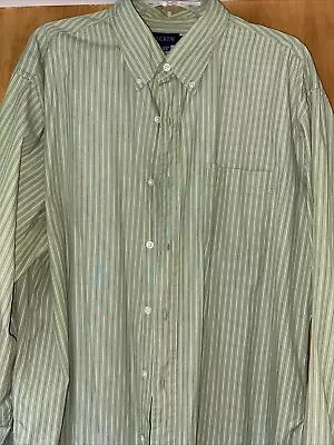 J Crew Mens XL Green Striped Button Up Long Sleeve Shirt 100% Cotton Gently Worn • $9