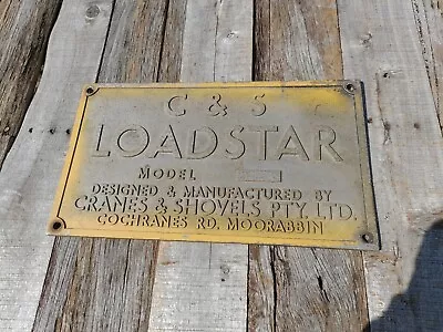 $100 • Buy Vintage Cranvel ''Loadstar'' Font End Loader Name Plate 1950s Made In Victoria