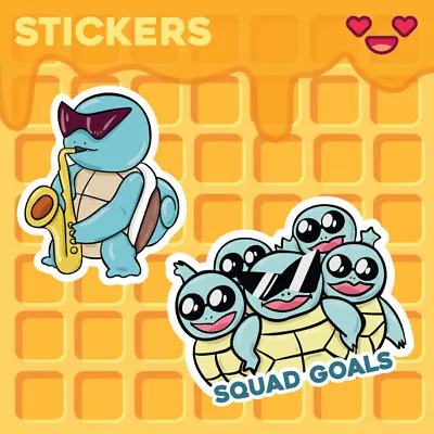 Squirtle Mini Vinyl Pokemon Stickers - Set Of Two(2) - Sax Squirtle Squad • $3