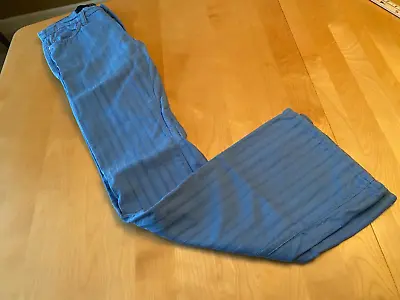 Vintage Versace Jeans Couture Italy Made Blue Pinstripe Bootcut Pants Womens 26 • $53.99