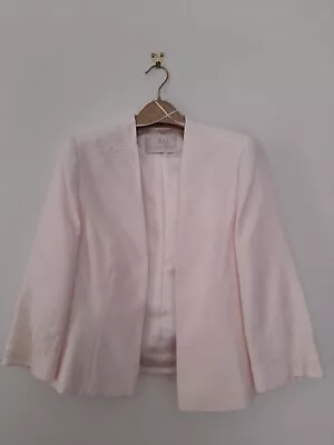 Jacques Vert Ivory Tailored Jacket With Flower Embosse: Size 12 /Mother Of Bride • £3.31