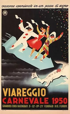£9 • Buy VIAREGGIO CARNIVALE 1950 Vintage Italy Italian Tourism Poster Metal Sign Plaque