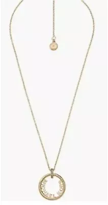 NIB MICHAEL KORS Gold Tone Pave MK Logo Pendent Necklace NEW In Box With Card • $34.99