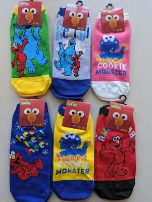 6 Pairs Sesame Street Kids Ankle High Socks Cookie Monster Elmo • $18.99