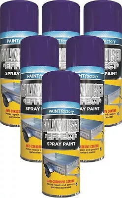 6 X 400ml Galvanised Effect Spray Paint Anti Corrosive Coat Protect Metal Rust • £19.99