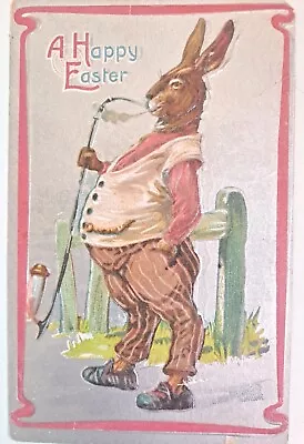 Vintage Postcard Easter Rabbit  Smoking Pipe  Dressed • $7.99