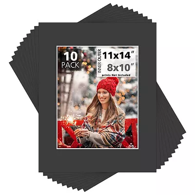 Pack Of 10 Black/White Picture Mats For 5x7 8x8 8x10 11x14 12x12 16x20 Photos • $16.49