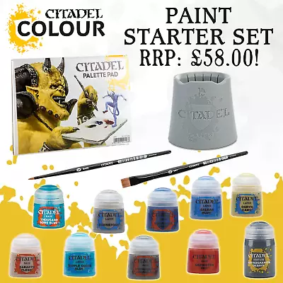 Warhammer Paint Starter Set Brushes Collection Citadel - £58 RRP **40% OFF** • £34.99