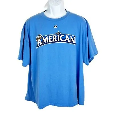 Majestic Shirt Men 2XL Blue American All Star Game Mike Napoli #25 Baseball Tee • $17.50