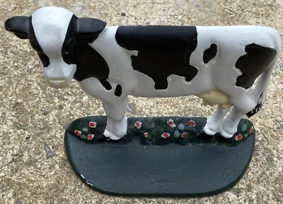 Vintage Cast Iron Metal Dairy Holstein Cow Door Stop Weathered & Patina • $20.20