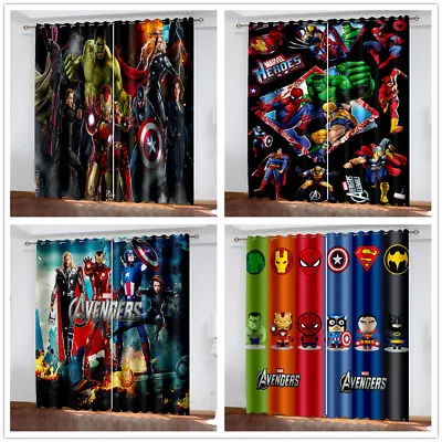 Boys Marvel Superheroes Window Curtains Kids Blackout Curtains Ring Top Eyelet • £31.20