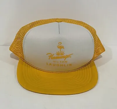 $14.99 • Buy Vintage Flamingo Hilton Laughlin Mesh Trucker Hat Cap Yellow