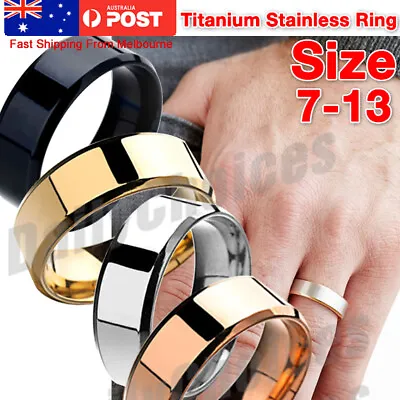 $5.85 • Buy Mens Titanium Stainless Steel Ring Promise Engagement Wedding Ring Band Size7-13
