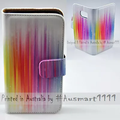 $13.98 • Buy For Sony Xperia Series - Rainbow Stripes Print Wallet Mobile Phone Case Cover