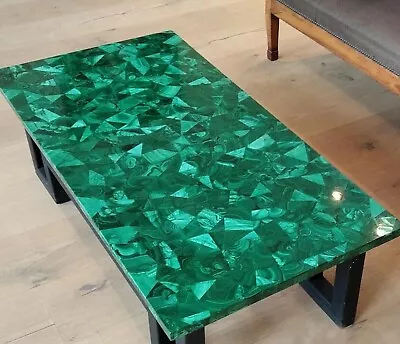 Dining Table Top Malachite Stone Overlay Work Rectangle Marble Hotel Decor Table • $1763.75