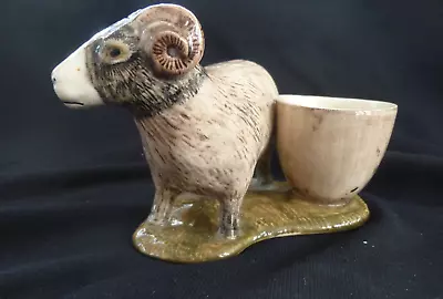 QUAIL POTTERY SHEEP RAM EGG CUP   -  Vgc • £9.50