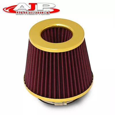 Universal 4  Aluminum Mesh Cold Short Ram Induction Cone Air Intake Filter Gold • $14.99