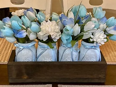 Rustic Farmhouse Mason Jar Table Centerpiece Tulips • $50