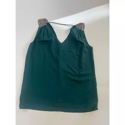 MM Couture By Miss Me Women's Tank Size M Emerald Green With Silver Mesh Straps • $18