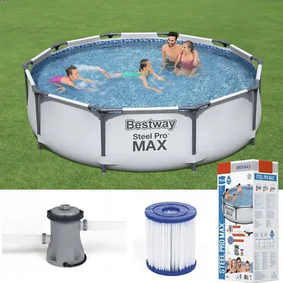 GARDEN SWIMMING POOL 305 Cm 10FT Round Frame Above Ground Pool With PUMP SET • £288.50