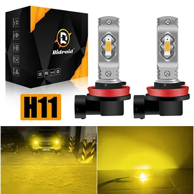 Pair LED Fog Light Bulbs H8 H9 H11 Golden Yellow 3000K Headlight High Low Lamps • $13.89
