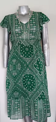 WOMEN'S PETAL & ROSE BOHEMIAN BANDANA LINED DRESS Size M Cap Short Sleeve V Neck • $19.99