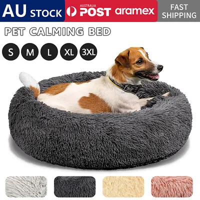 1-120cm Dog Cat Pet Calming Bed Warm Soft Plush Round Nest Comfy Sleeping Kennel • $15.49