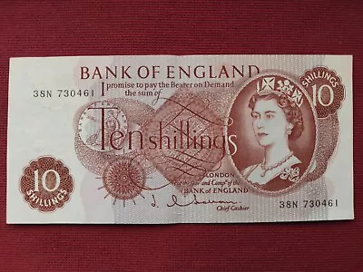 Bank Of England 10 Shilling Note - J.Q. Hollom - (38N) - See Description • £1.20