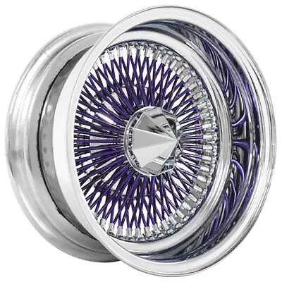 13 14  La Wire Wheels Reverse 100-spoke Straight Lace Chrome/purple Spoke (p18) • $1899