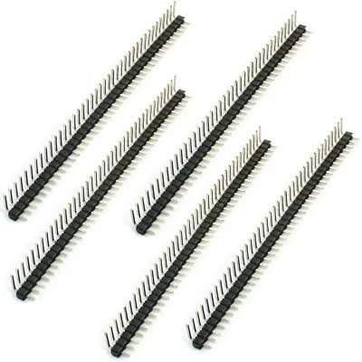 5 X 40 Pin 2.54mm Male PCB Single Row Right Angle Header Strip Connector Arduino • £2.89