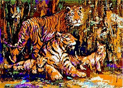BENGAL FAMILY -  In The Jungle Rare Mint Serigraph S/n By Mark King • $650